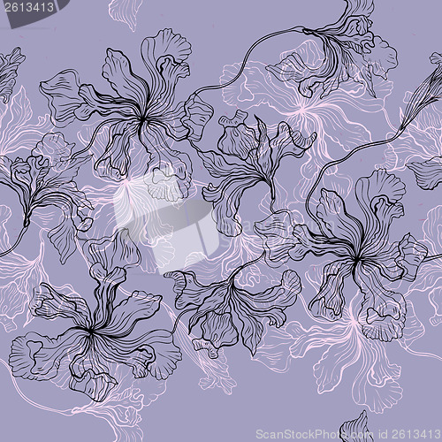 Image of Tropical Flowers background. Seamless pattern