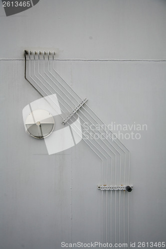 Image of Pipes pattern on a white ferry wall