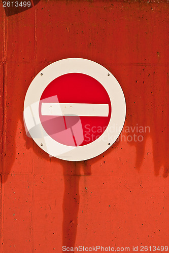 Image of No entry traffic sign Island of Fanoe in Denmark