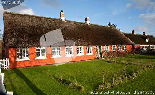 Image of Old house with orange red walls. Island of Fanoe in Denmark