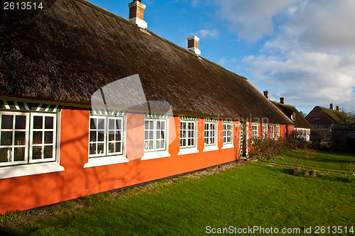 Image of Old house with orange red walls. Island of Fanoe in Denmark