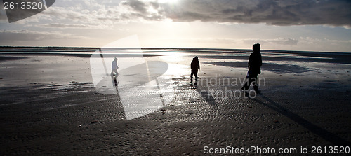 Image of People looking for amber at the beach of the Island of Fanoe in 