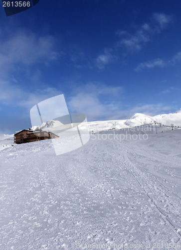 Image of Ski slope and hotels in winter mountains