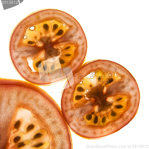 Image of Closeup sliced tomatoes