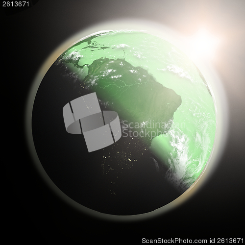Image of Sunrise over South America
