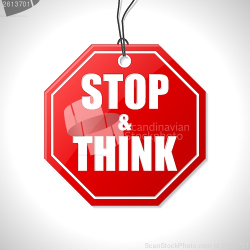 Image of Stop and think label