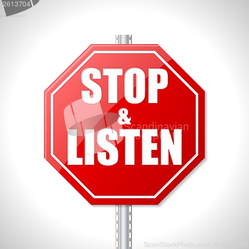 Image of Stop and listen traffic sign