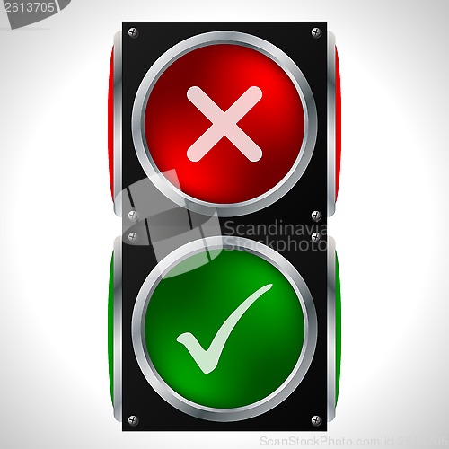 Image of Tick cross symbols on traffic light