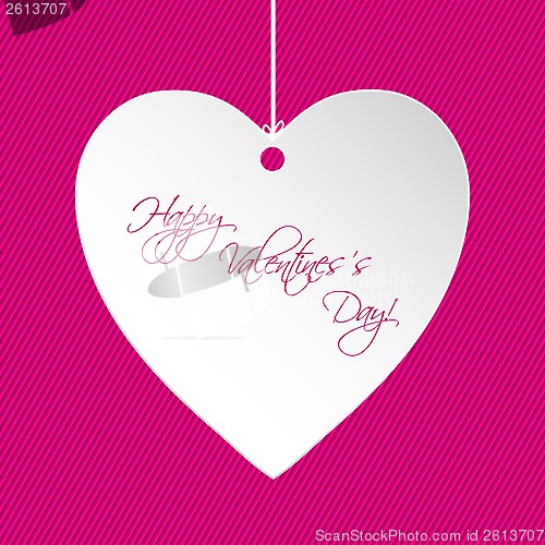 Image of Valentine greeting card design with white heart 
