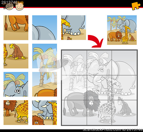 Image of cartoon wild animals jigsaw puzzle game