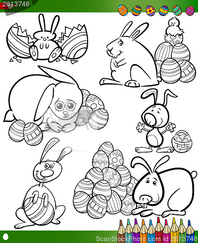 Image of easter cartoons for coloring book