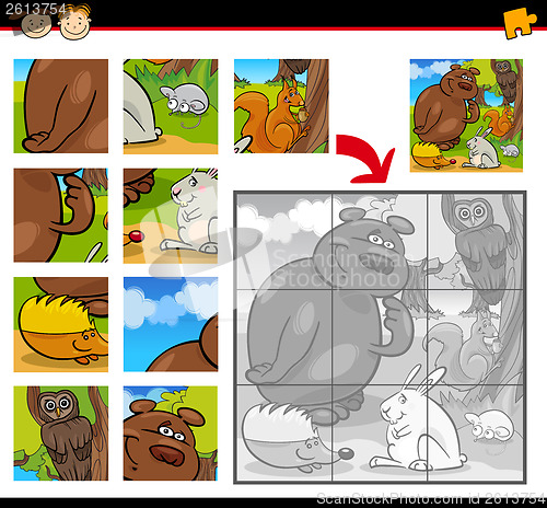 Image of cartoon animals jigsaw puzzle game