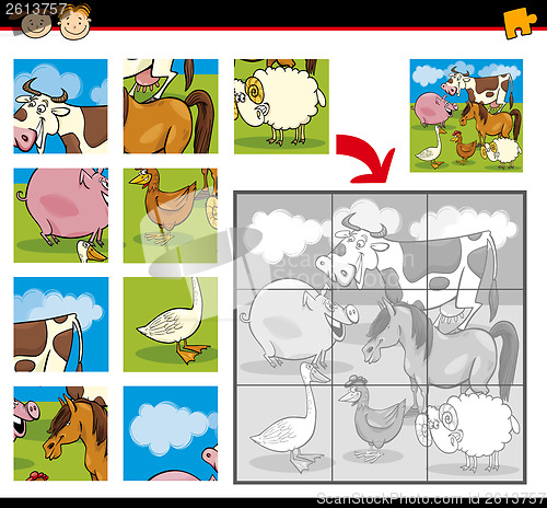 Image of cartoon farm animals jigsaw puzzle