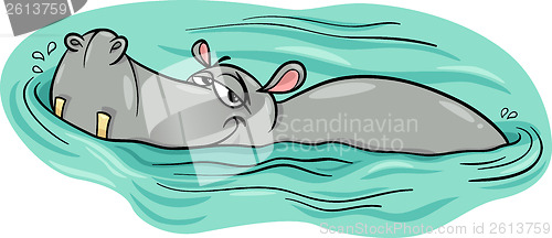 Image of hippo or hippopotamus in river cartoon