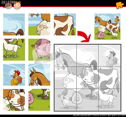 Image of cartoon farm animals jigsaw puzzle