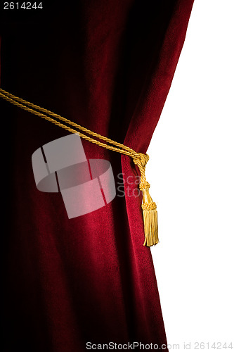 Image of Red velvet curtain with tassel