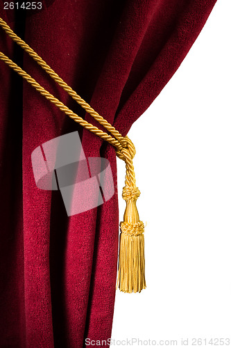 Image of Red velvet curtain with tassel