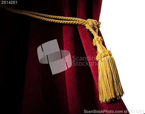 Image of Red velvet curtain with tassel