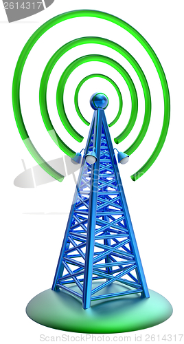 Image of digital transmitter sends signals from high tower