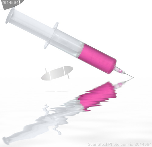 Image of syringe filled with pink fluid