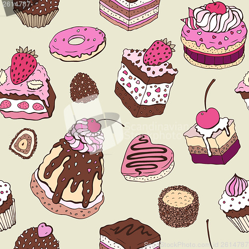 Image of Cute cake. Seamless background.