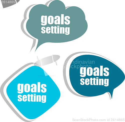 Image of goals settings. Set of stickers, labels, tags. Template for infographics