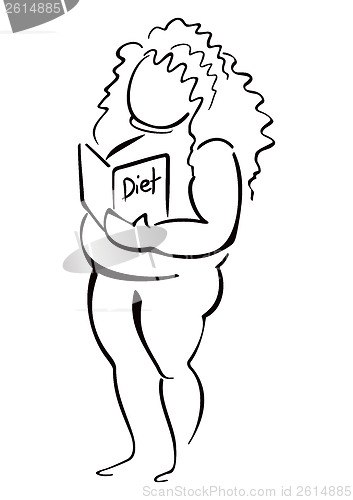 Image of Woman reading about diet