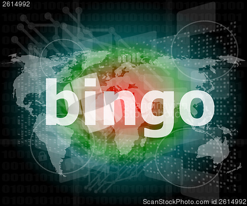 Image of bingo word on business digital touch screen