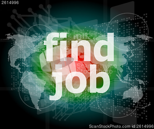 Image of find jobs on digital touch screen, social concept