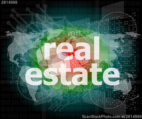 Image of real estate text on touch screen