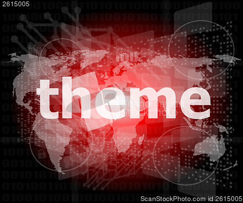 Image of theme word, backgrounds touch screen with transparent buttons. concept of a modern internet