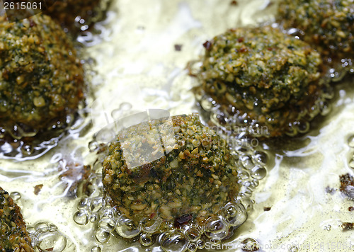 Image of Homemade falafel frying