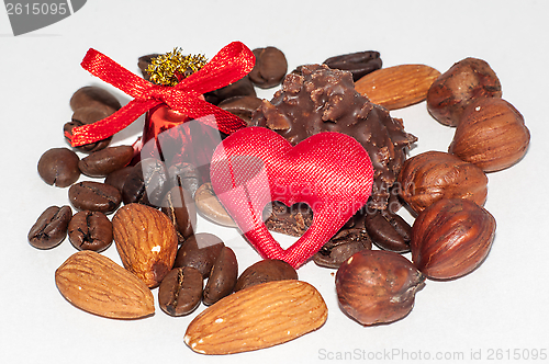 Image of Heart chocolate candy on Valentines day