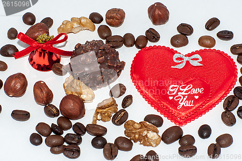 Image of Heart chocolate candy on Valentines day