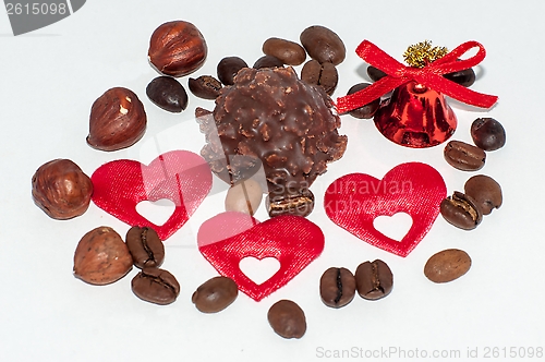 Image of Heart chocolate candy on Valentines day