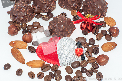 Image of Heart chocolate candy on Valentines day