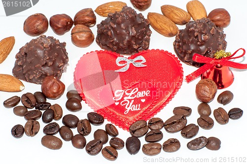 Image of Heart chocolate candy on Valentines day