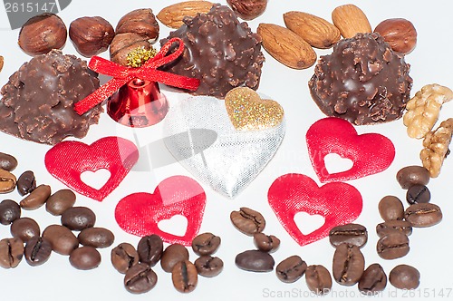 Image of Heart chocolate candy on Valentines day