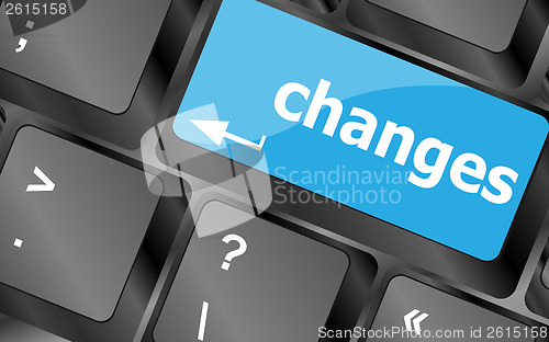 Image of changes ahead concept with key on keyboard