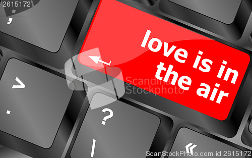 Image of Modern keyboard with love is in the air text