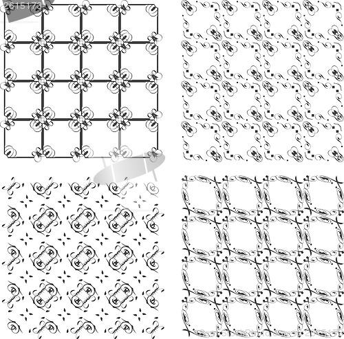 Image of Set of monochrome geometric seamless patterns. background