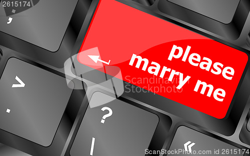 Image of button keypad keyboard key with please marry me words