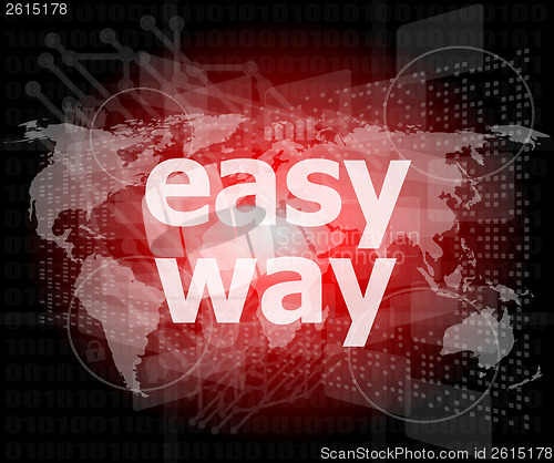 Image of social concept: easy way word on digital screen