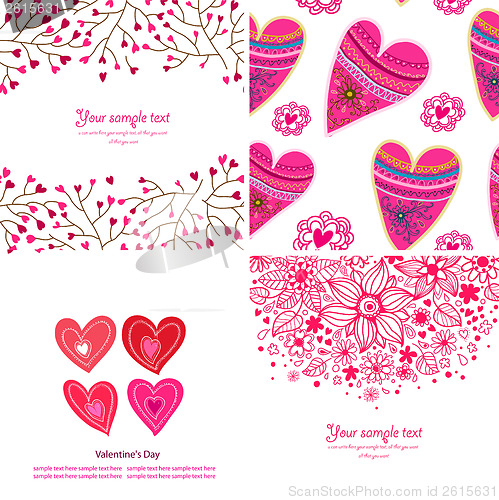 Image of Set of four Happy valentines day backgrounds.