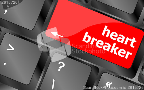Image of heart breaker word on keyboard key, love concept