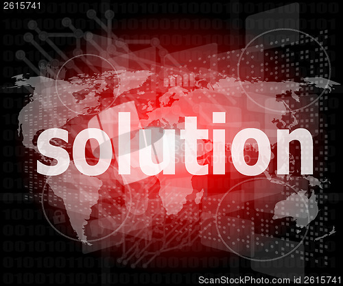 Image of The word solution on digital screen, business concept