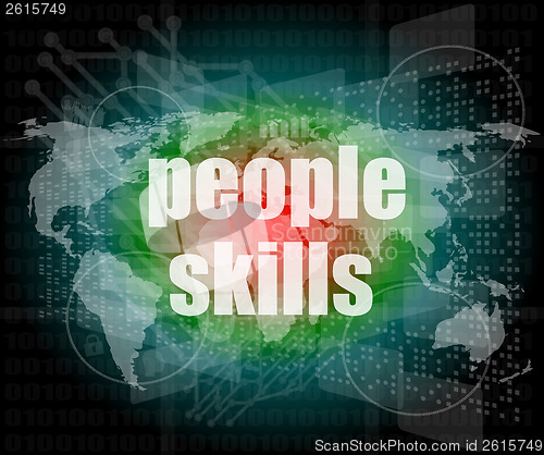 Image of people skills words on digital touch screen