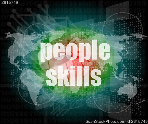 Image of people skills words on digital touch screen