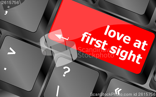 Image of love at first sight, keyboard with computer key button