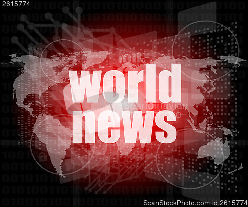 Image of News and press concept: words world news on digital screen